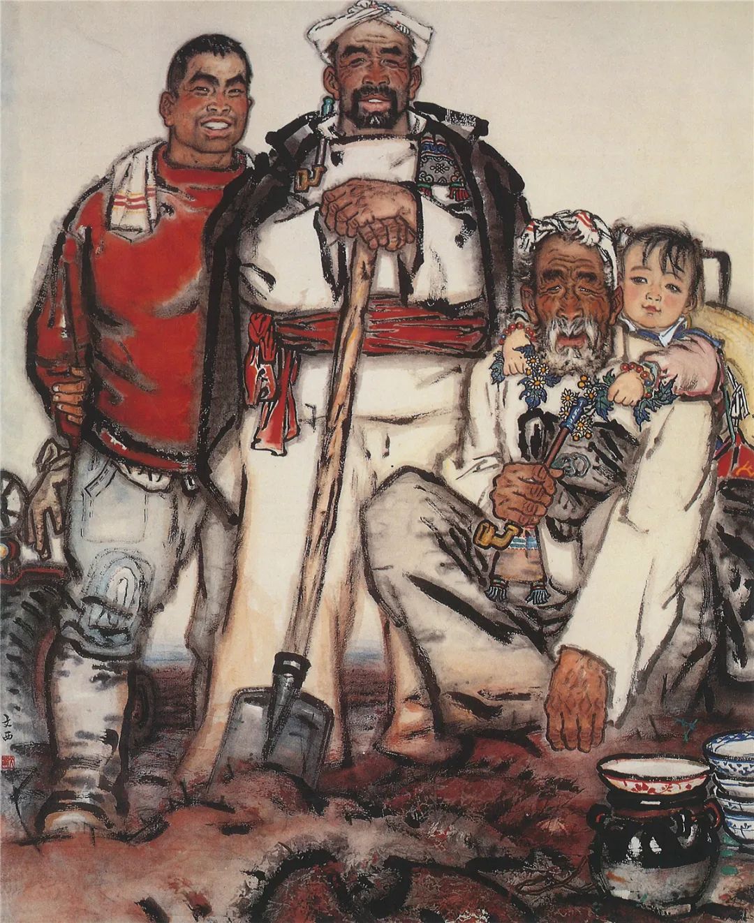 刘文西 祖孙四代 119cm×97cn 1982年