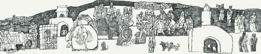杨晓阳 丝绸之路·陕北纪行 国画 200cm×1000cm 2014年