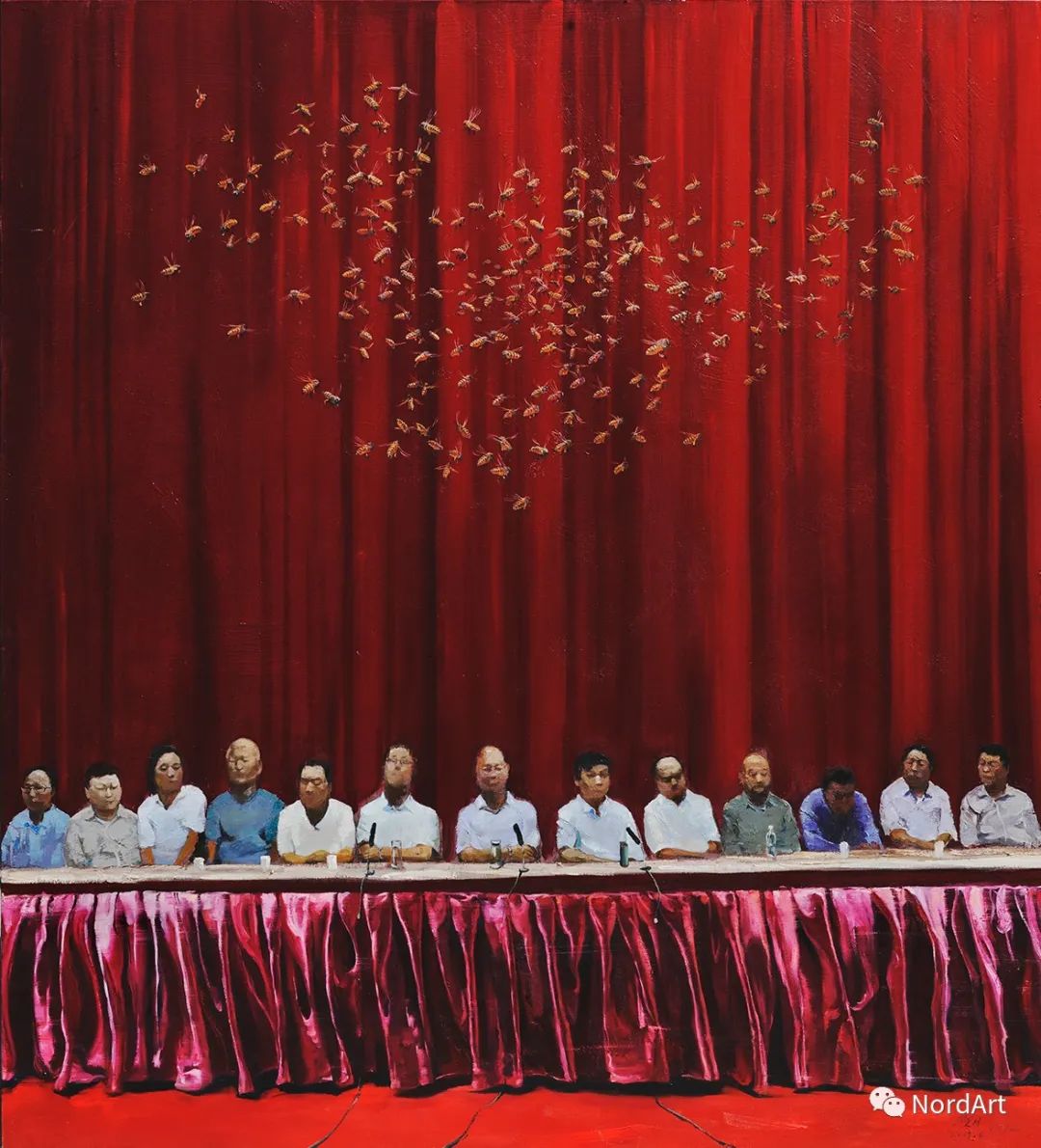 《会》，布面油画，200 x 180cm，2017