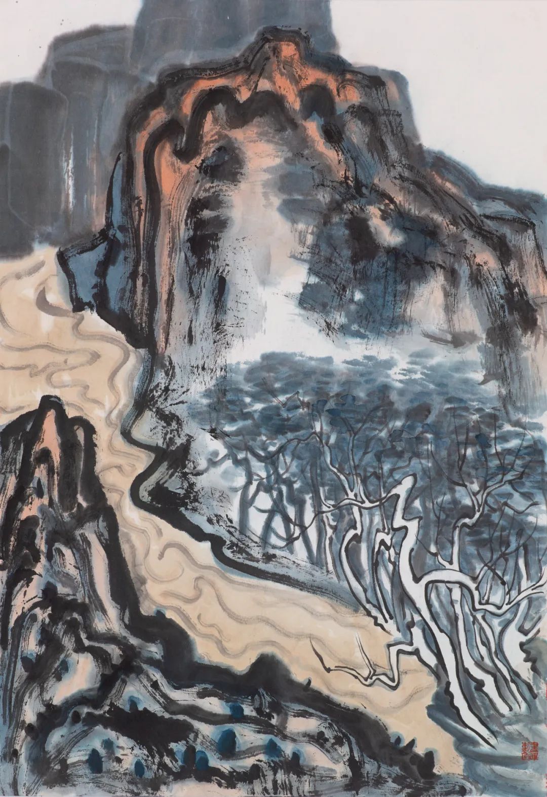 朱尽晖《中流》纸本设色 46x70cm 2022年