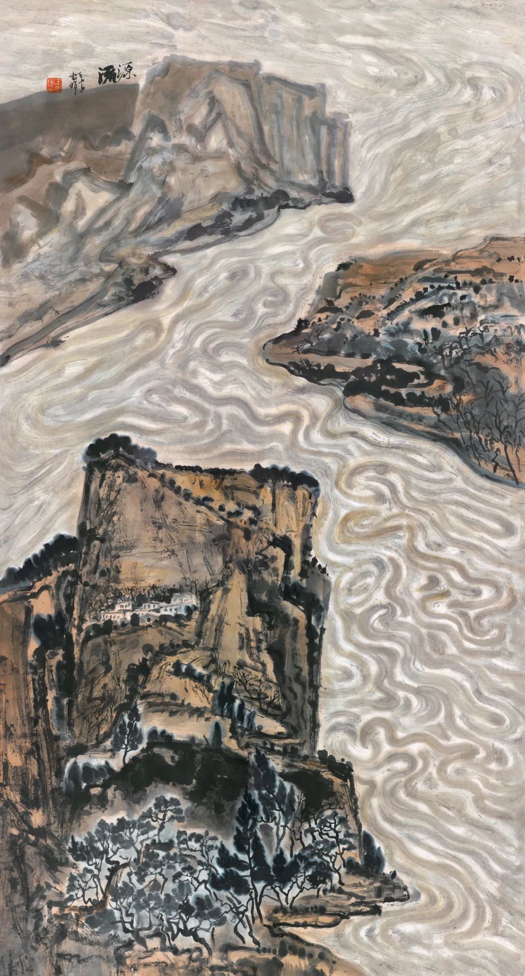 朱尽晖《源流》 纸本设色 180x97cm 2022年